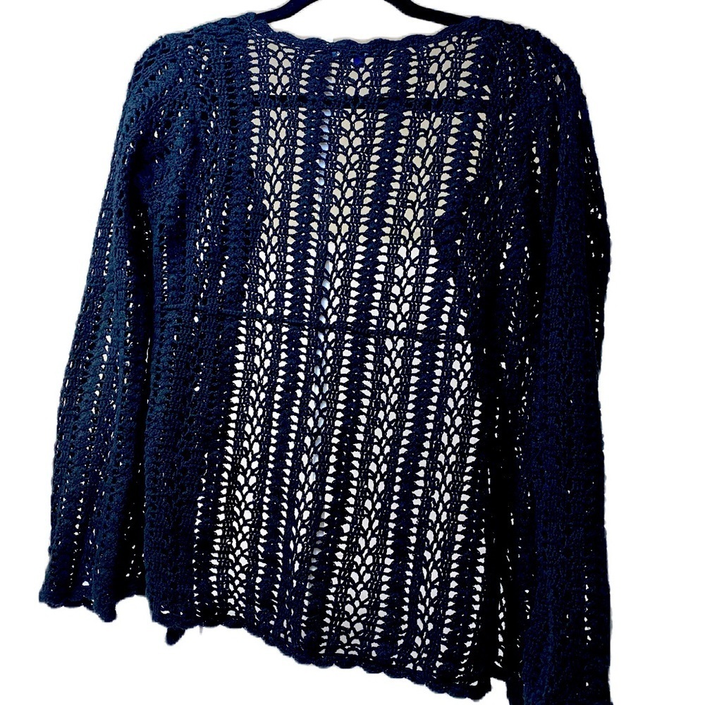 Thyme Maternity - Long Sleeve Black Crochet Detail Cardigan - XS